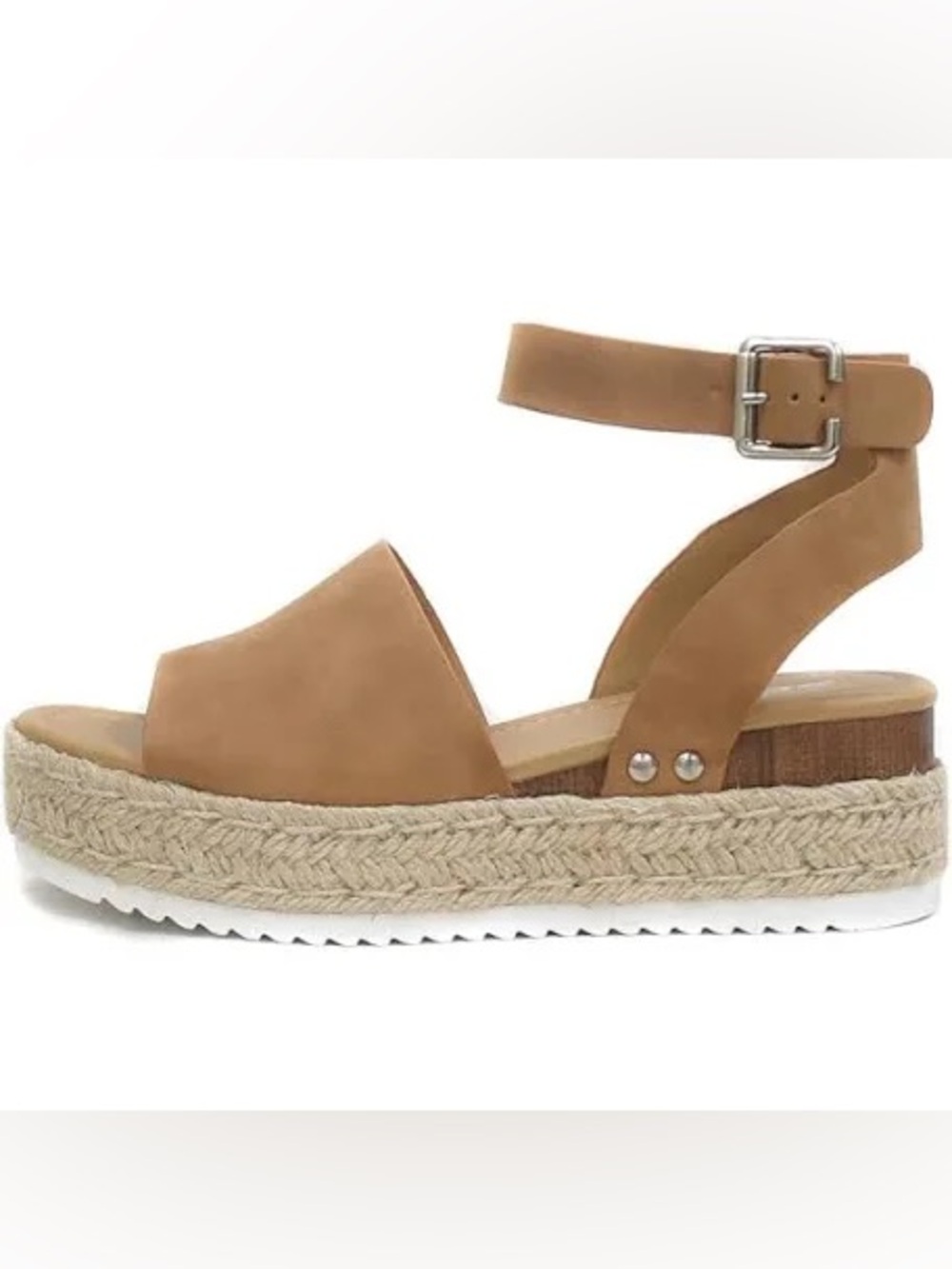 SODA Brown Ankle Strap Wedge Sandals